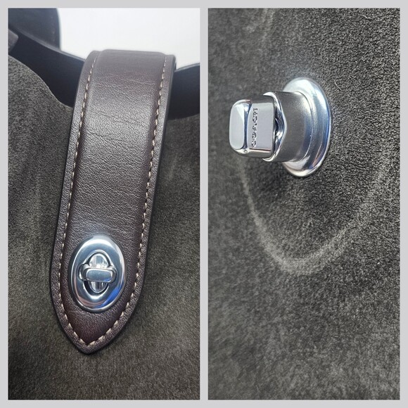 Coach Hadley Convertible Crossbody Shoulder Bag Suede Leather Brown Dust Bag - Picture 10 of 13